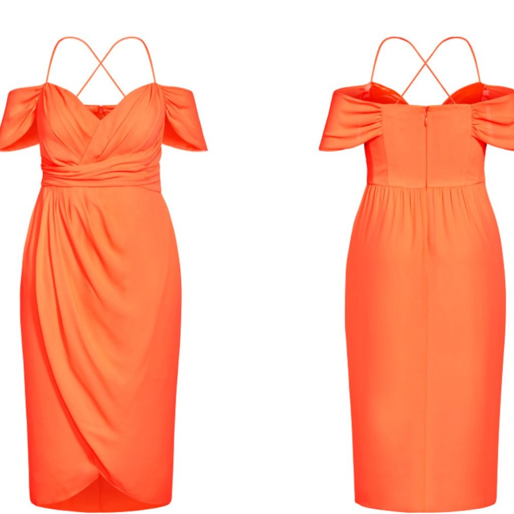 City Chic Orange Midi Dress - Picture 5 of 8